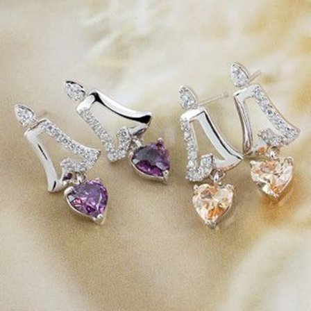 18K Guldbelagte Øreringe CZ lilla