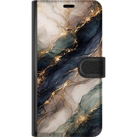 Kompatibel Tegnebogsetui til OnePlus 15R Luksuriøs abstrakt marmorkunst i sort, hvid og guld med elegante linjer, eksklusivt design til plakater og mo
