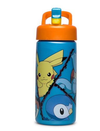 Pokemon Pokémon, Vandflaske Med Sugerør - Blue - 410 ml