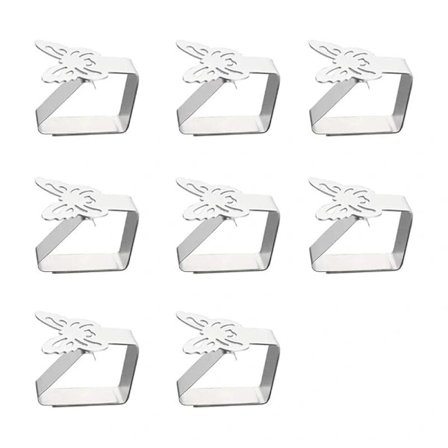 SHINING HOUSE 8-pakning Dukklips i rustfritt stål, sommerfuglformede dukklips, egnet for bord med en tykkelse på opptil 3 cm