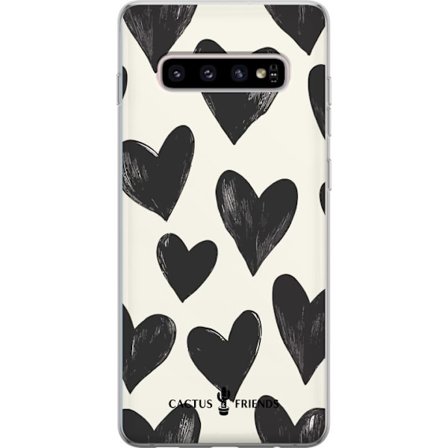 Kompatibelt Mobildeksel til Samsung Samsung Galaxy S10+ Cactus and Friends - Bold Black Love Pattern