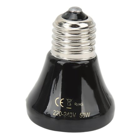 Keramisk Reptil Varmelampe Pære Mini Infrarød Varme Keramisk Amfibie Varmelampe for Øgler Reptiler 220V-240V 50W Svart