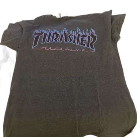 Grå Thrasher t-shirt med blå och lila tryck