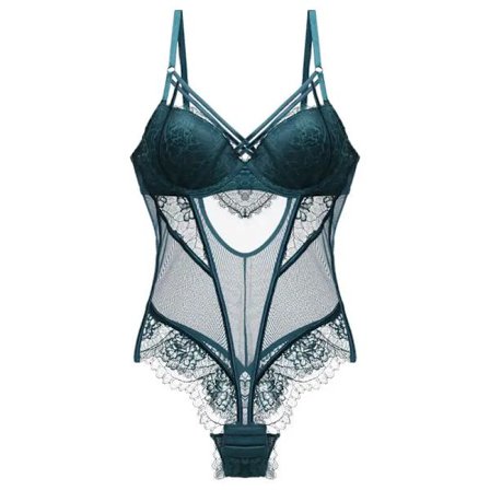 Sexig Bodysuit One-piece Dam Spets Underkläder Strappy Cup Push Up Blommig Vadderad Bygel 3 Färger Sexiga Underkläder Dam Shapewear