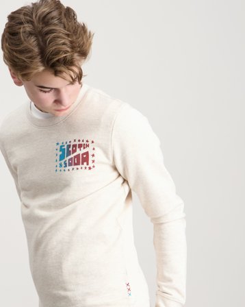 Scotch & Soda Front artwork regularfit sweatshirt Beige Truien Jongens - Kids Brand Store