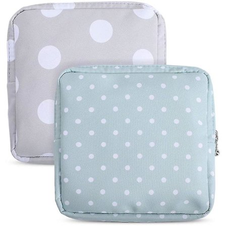 Mini Förvaringsväska, Bärbar Väska för Sanitära Artiklar, Med Blixtlås. 13*13*3cm (2 st)