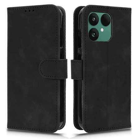For Fairphone 6 Leather Case Skin Feel Anti Drop Lommebok Flip Telefon Deksel Svart