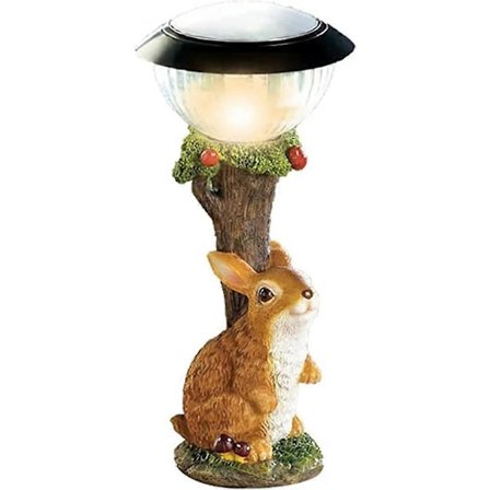 Kanin Klatrende Havefigur med Solcellelys, Udendørs Resin Dyre Have Skulptur Dekoration til