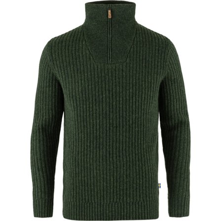 Fjällräven Övik Half Zip Knit S - male - Deep Forest/Grön - Tröjas & knitwear