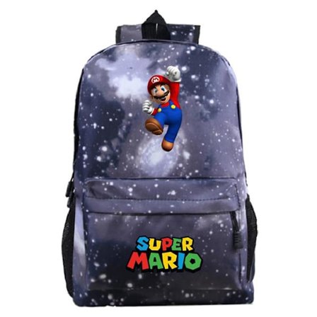 Tecknad barn Super Mario Bros -ryggsäck med tryckta Lättviktsryggsäckar för bärbar dator Casual , för pojkar Flickor Gå tillbaka till skolan (FMY) C