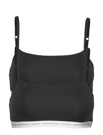 Unlined Bralette 2Pk Lingerie Bras & Tops Soft Bras Tank Top Bras Sort Calvin Klein