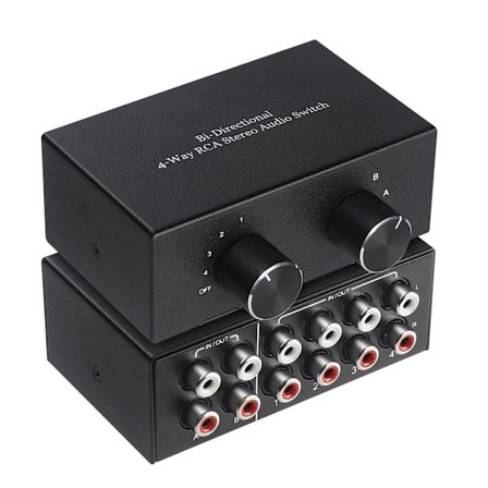 4-Port R/L Stereo Audio Switch To-vejs RCA Switching Splitter Audio Deling Aktive Højttalere Switch AC004A