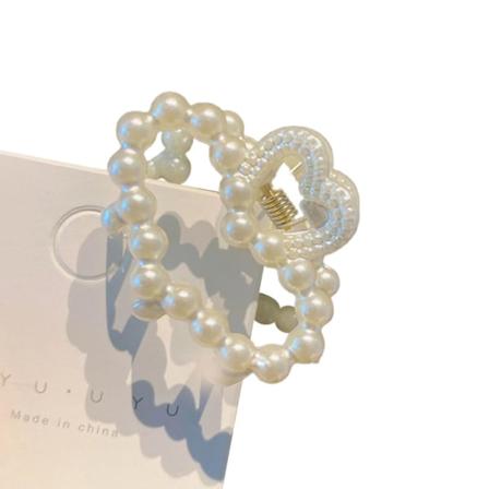Liten hel pärla Inlagd Catch Clip Vintage Anti Slip Starkt Fixad Delikat Pearl Hårklämma Hollow Love