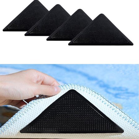 ING 4-pakning med sklisikre teppeklistremerker, gjenbrukbare sofaklistremerker, selvklebende strimler for tregulv, sklisikre teppeklistremerker 