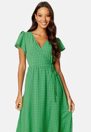 ONLY Naomi S/S Midi Wrap Dress Kelly Green AOP:Dots Klær