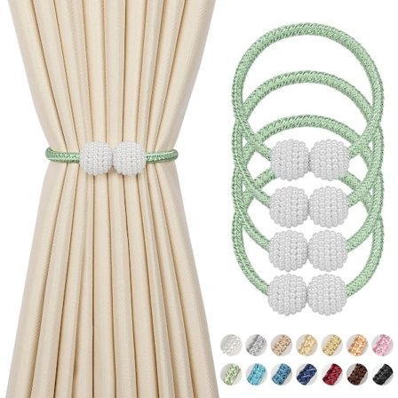 4 kpl magneettisia verhonpidikkeitä - Helmiverhon magneettiset pidikkeet, eurooppalaiset verhonpidikkeet köysipidikkeet, vihreä