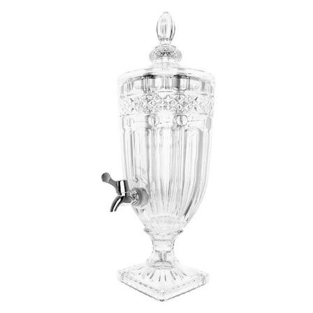 Mehuallas - Lasiastiat - 3L - Kestävä Lasi - Metallihanalla - Läpinäkyvä