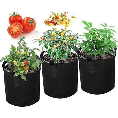 3-pack odlingssäckar för tomater, odlingssäckar med filthandtag, odlingssäck för tomater, blommor, växter och mer - Idealiskt alternativ (FQ)