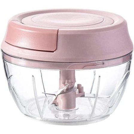 IC Manuell mini hvitløkshakker bærbar kjøttkvern (rosa, 160 ml)