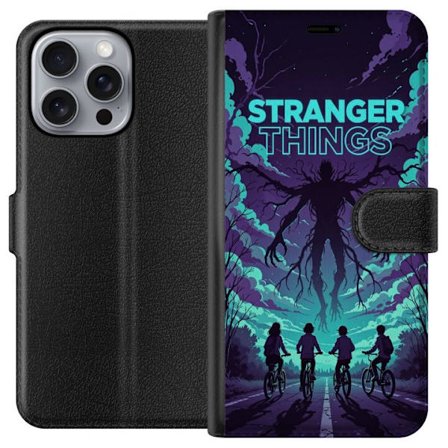 Yhteensopiva Lompakkokotelo Apple Apple iPhone 16 Pro Max Stranger Things -inspiroitunut fantasiaillustraatio, jossa on tumma hirviö, pyöräilevät