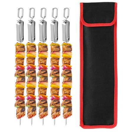 Rostfria grillspett 5-pack återanvändbara kebabspett 41 cm