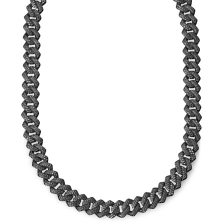 Nicos | 12 mm Iced Black Diamond Prong Link Chain Zirconia Necklace for Men