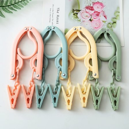 4 stk bærbar reisekleshenger sammenleggbar kleshenger plassbesparende reiser klesvaskrekvisita