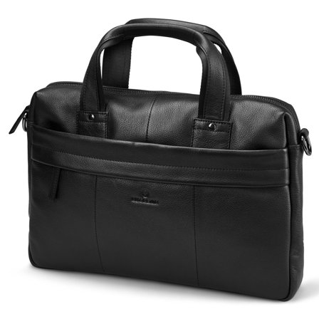 Bolso para ordenador portátil de cuero de plena flor negro para hombres - Bolsos de cuero
