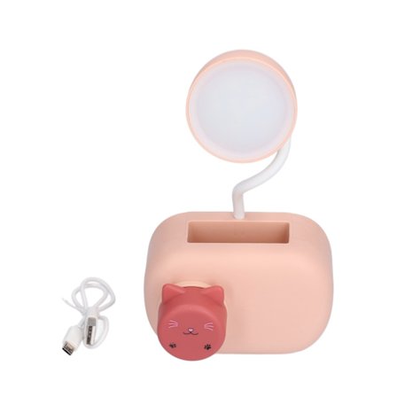 Pöytälamppu Piirretty Kissa Monitoiminen LED-pöytävalaisin Kynän Terottimella USB-kaapeli Opiskeluhuoneeseen Makuuhuoneeseen Toimistoon LahjaPink