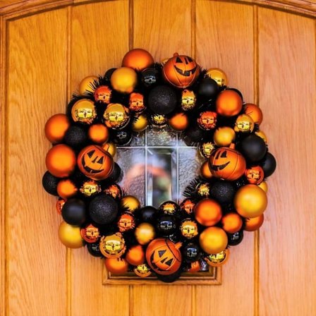 Halloween Bold Wreath med Lys Halloween Dørkrans Wreaths Dekoration Halloween Fest Ferie Væghjem Dekoration