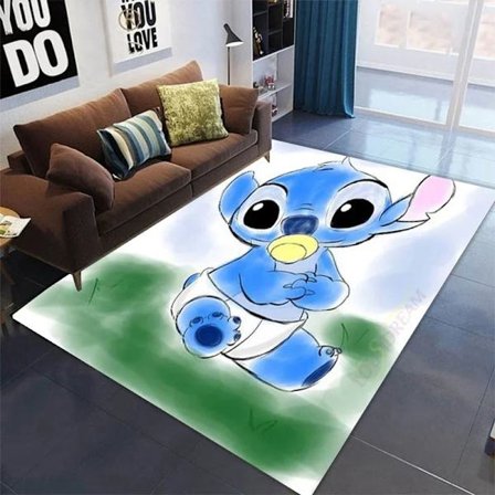 Stitch Disney Teppe Ny Anime Trykt Stue Soverom Teppe Kreativ Tegneserie Sklisikker Barne Krypemat Hjemmedekorasjon