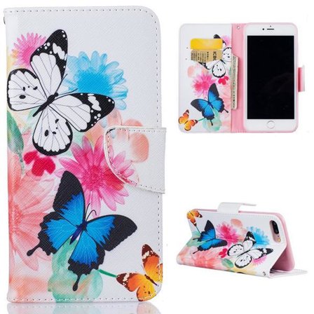 Plånboksfodral Apple iPhone 7 Plus – Färgglada Fjärilar