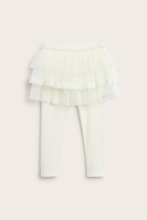 Newbie | Legginsy ze spódnicą tiulową Offwhite 104 | Offwhite