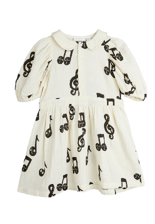 Mini Rodini Note muslin Short-sleeve dress Klänningar Unisex Vit 104/110