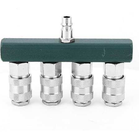 Hurtigkobler, 4-veis luftslangekobling, 4-veis hurtigkobler med PT 1/4 gjenge, høykvalitets pneumatiske beslag