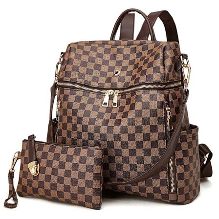 Ternet Rygsæk PU-læder Bærbar Computer Rygsæk Daypack H