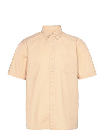Short-Sleeved Loose Fit Cotton/Elastane Shirt Kortärmad Skjorta Creme Revolution