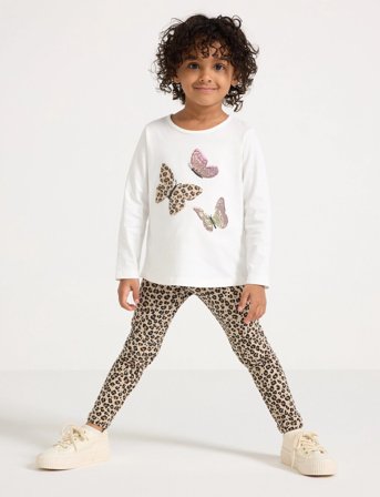 Lindex Leggings Br Leo Aop - Beige - 98