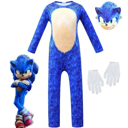Sonic the Hedgehog Cosplay Kostyme for Barn Gutter Jenter - Onesie + Maske + Hansker - Perfekt Onesie + Maske + Hansker - Perfekt