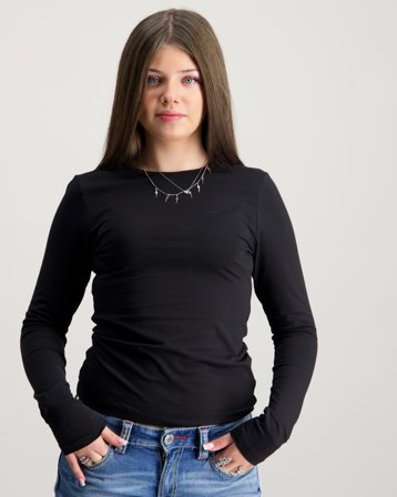 LMTD NLFBOVAS LS SHORT S TOP Noir Hauts et chemisiers Fille - Kids Brand Store