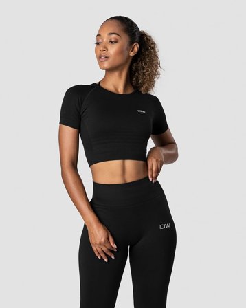 Define Seamless Cropped T-shirt Wmn Black