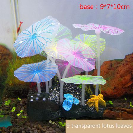 Akvarium Glödande Svamp Lotus Leaf Dekorationer Fish Tank Sili