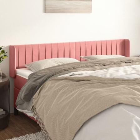 Vidaxl Huvudgavel Med Kanter Rosa 183x16x78/88 Cm Sammet Rosa