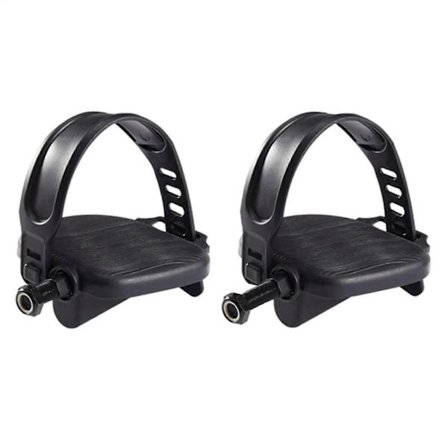 1 par treningssykkelpedaler med justerbare stropper, tilbehør til treningsutstyr