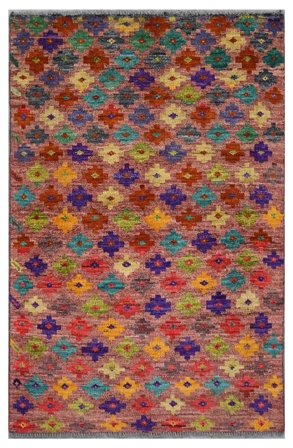 Berber Colourful Rug 109X174 Dark Red/Brown Wool, Afghanistan