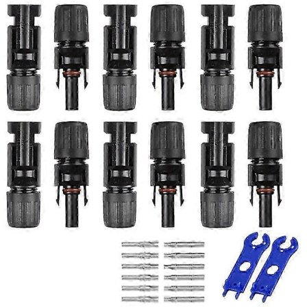 MC4 Hane/Hona Solpanel Kabelkontakter - 2 Par med Dubbla Ringar och Vattentät Fog