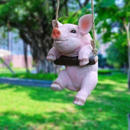 Grisstatuer til udendørs, hængende gris hjem og havedekoration, store gris havefigurer