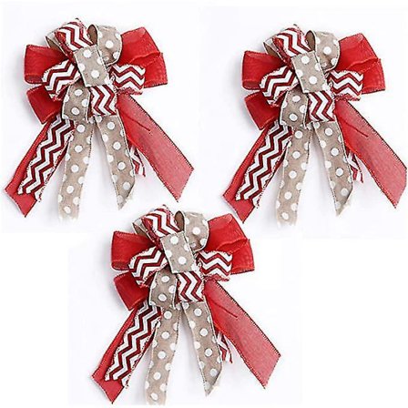 Julebånd 3 stk. Tretopppynt Sløyfe Burlap Bånd