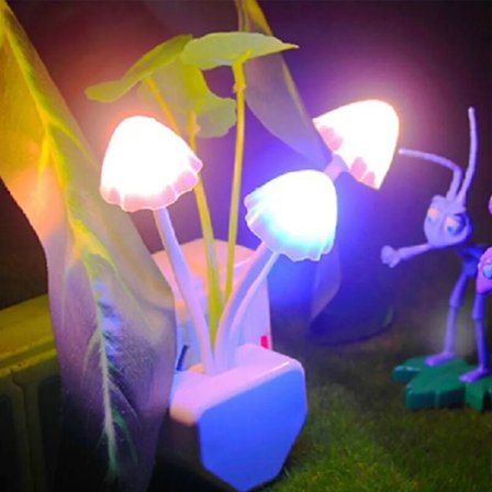 Fantasiful Svampe LED Lotusblad Natlampe, Lysstyring, Stikkontakt Natlampe, Natlampe