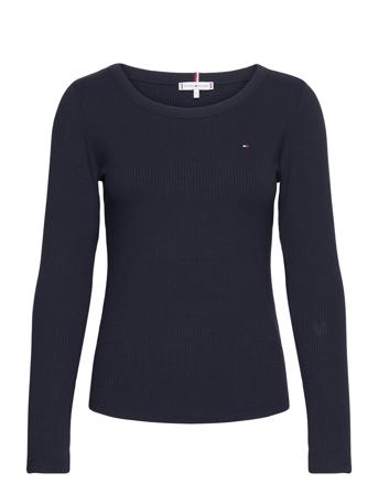 Slim 5X2 Rib O-Nk Ls Pullover Marineblå Tommy Hilfiger*Betinget Tilbud